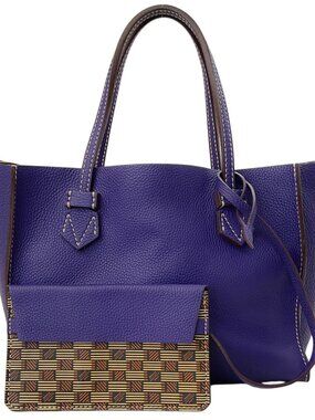 Moreau Paris Purple Calfskin Leather Brégancon Reversible Tote